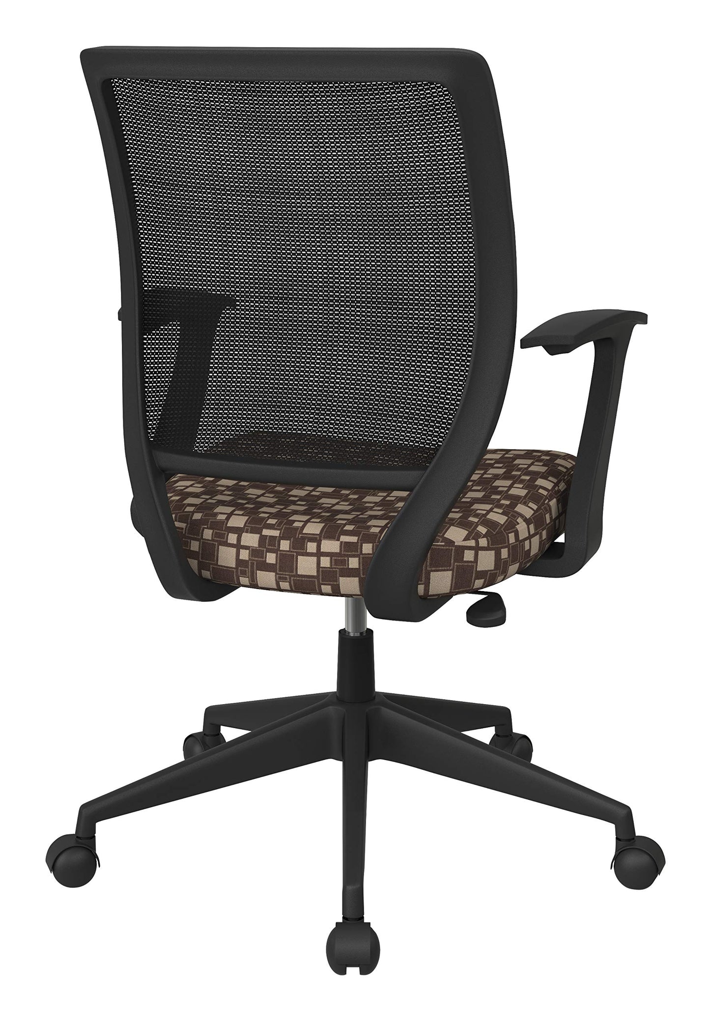 Office Star EM Series Screen Back Office Computer Task Chair with Lumbar Support and Designer T Arms, City Park Walnut Fabric