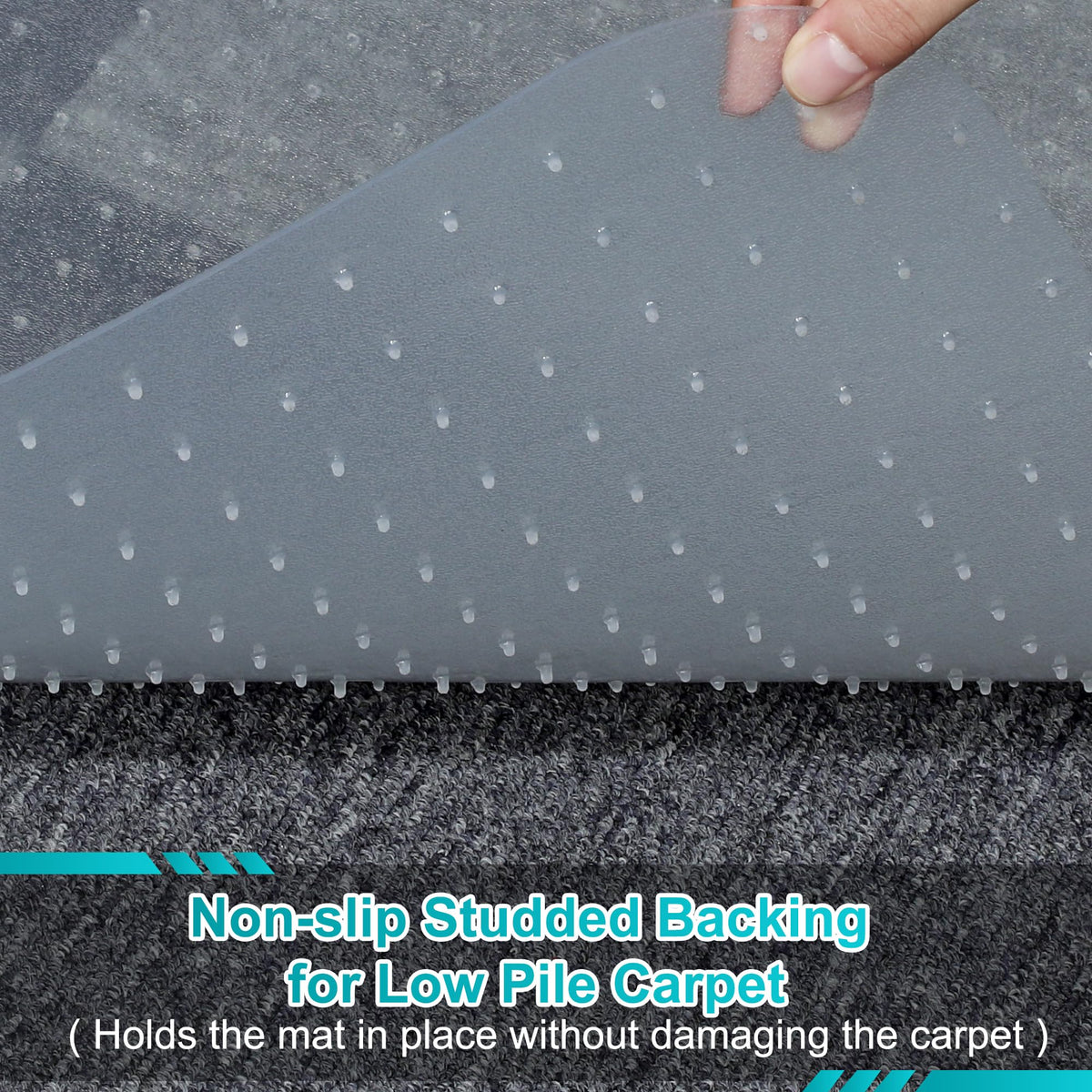 2 Pack Office Chair Mat for Carpets, 48" x 36" Clear Chair Mat for Carpeted Floors, Heavy Duty Under Desk Protector Carpeted Floors Mats, Rolling Computer Floor Mats with Studs for Home and Office