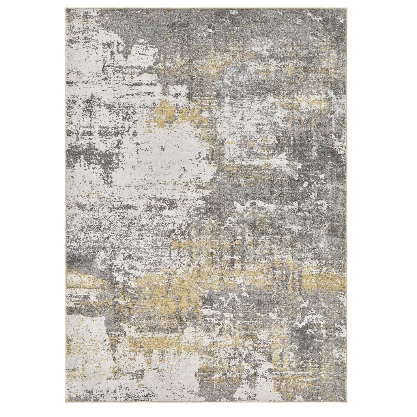 Micgeek Area Rug Living Room - 9X12 Abstract Washable Large Soft Foldable Non Slip Rug Neutral Modern Low Pile Carpet for Bedroom Nursery Dining Room Farmhouse Home Office Indoor - Grey Gold