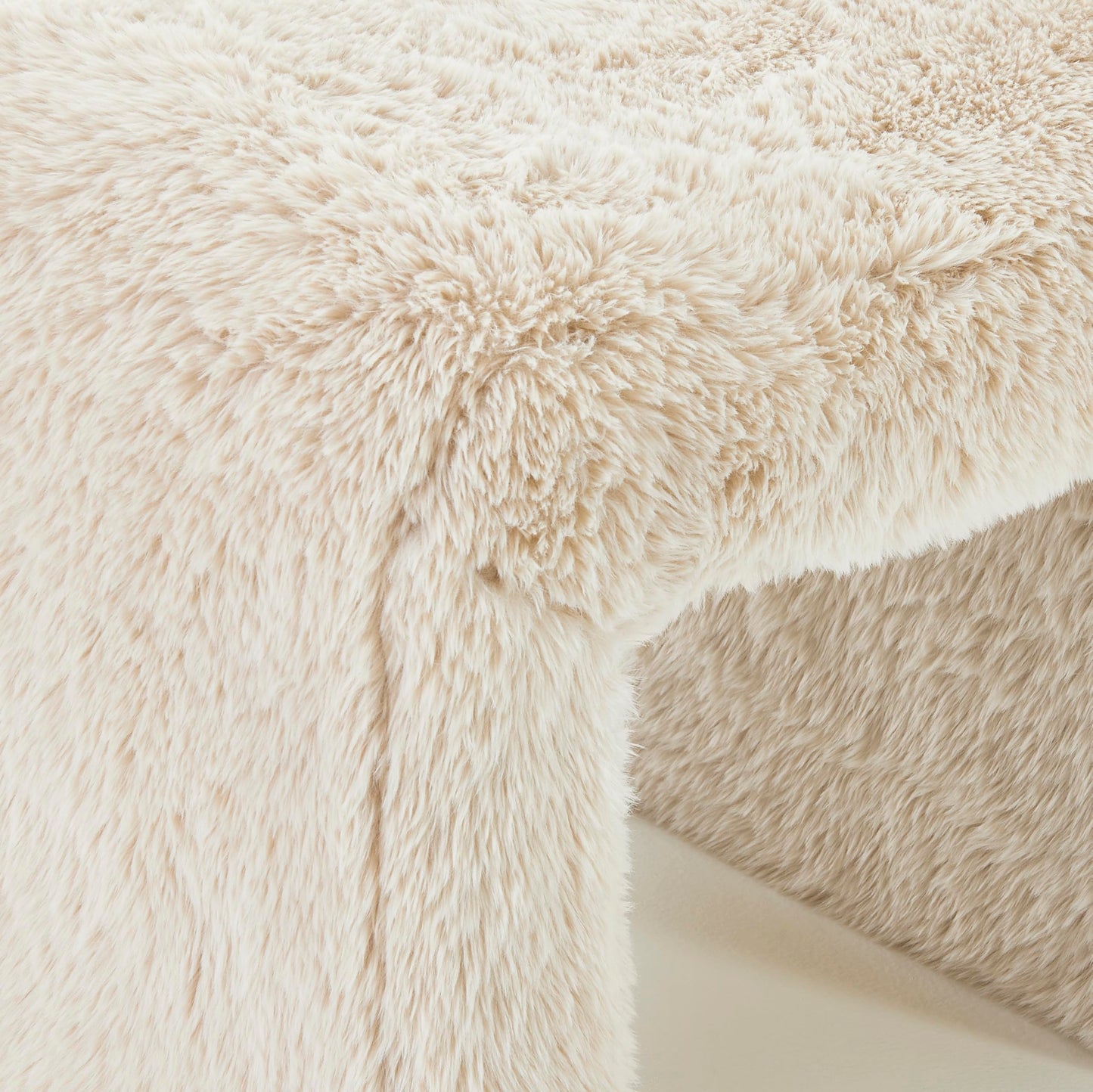 Roundhill Furniture Zorya Contemporary Faux Fur U-Shaped Ottoman, Set of 2