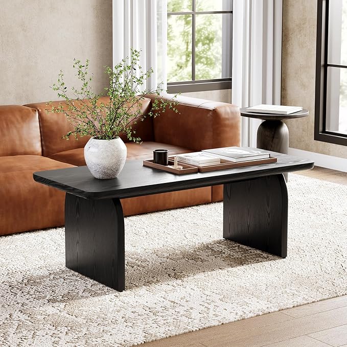 LITTLE TREE Farmhouse Coffee Table, 47 Inches Wooden Center Tables