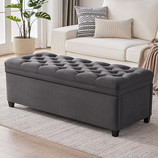 Mangodan 50" Storage Ottoman Bench, Tufted Ottoman