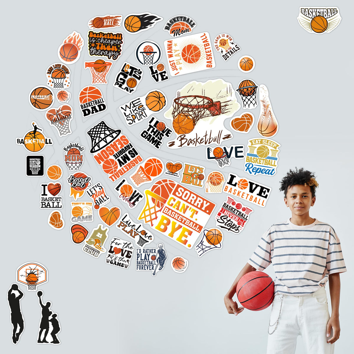 Glow in The Dark Cool Basketballs Wall Decals, Love Sports Stickers for Baby Girls Boys Room, Luminous Ceiling Decor for Bedroom Playroom Nursery