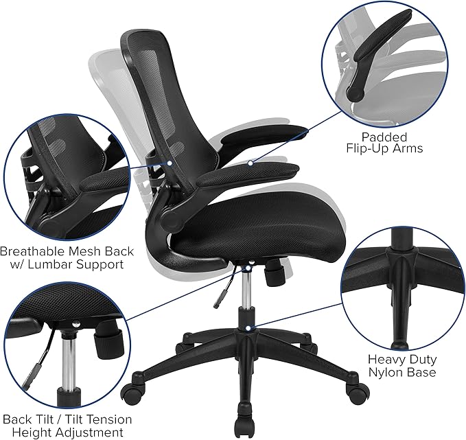 Flash Furniture Kelista Mid-Back Black Mesh Swivel Ergonomic Task Office Chair