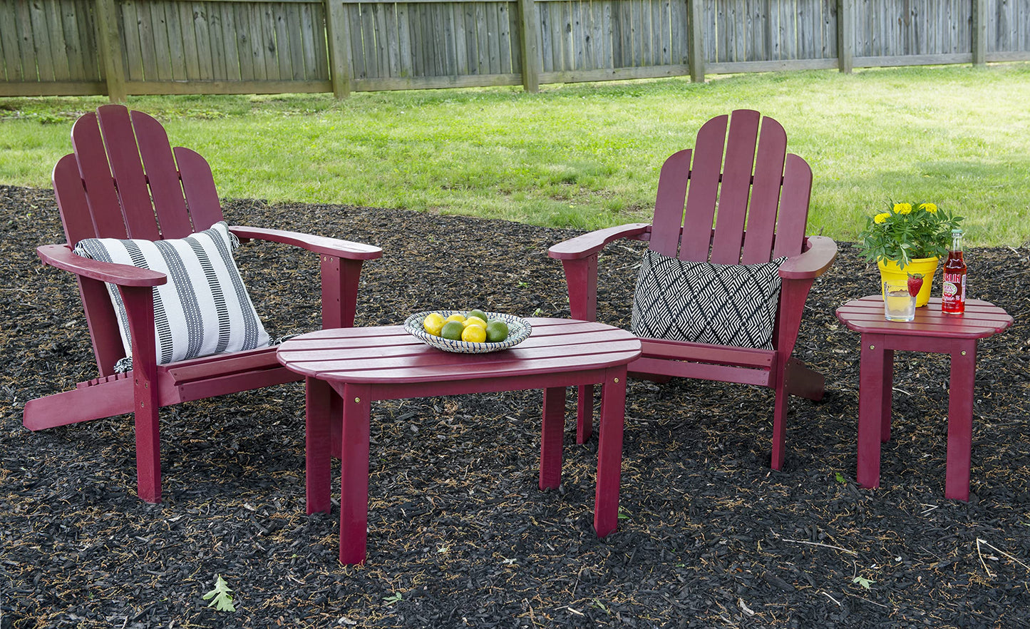 Linon Jayde Adirondack Coffee Table, Red, 21.06D x 38.39W x 3.94H in