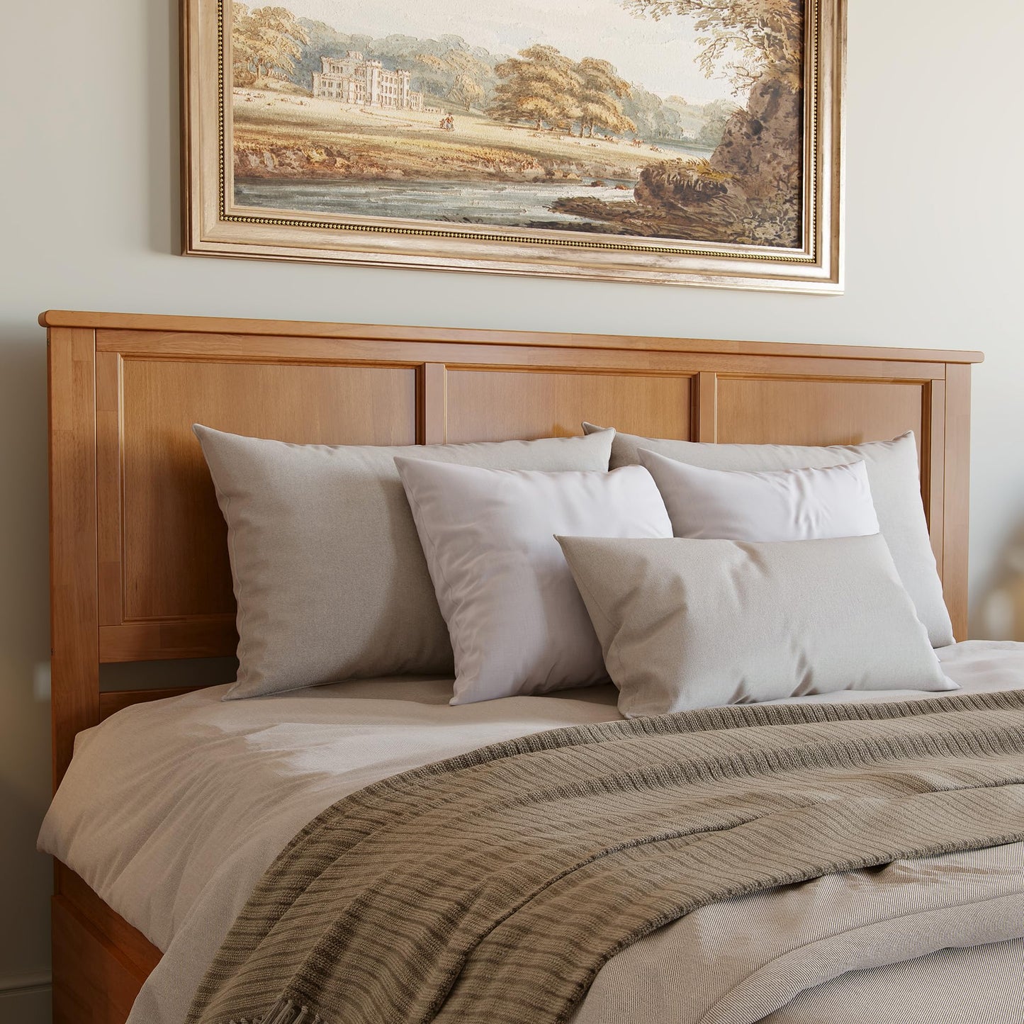 AFI, Madison King Platform Bed with Footboard & Twin XL Trundle, Light Toffee