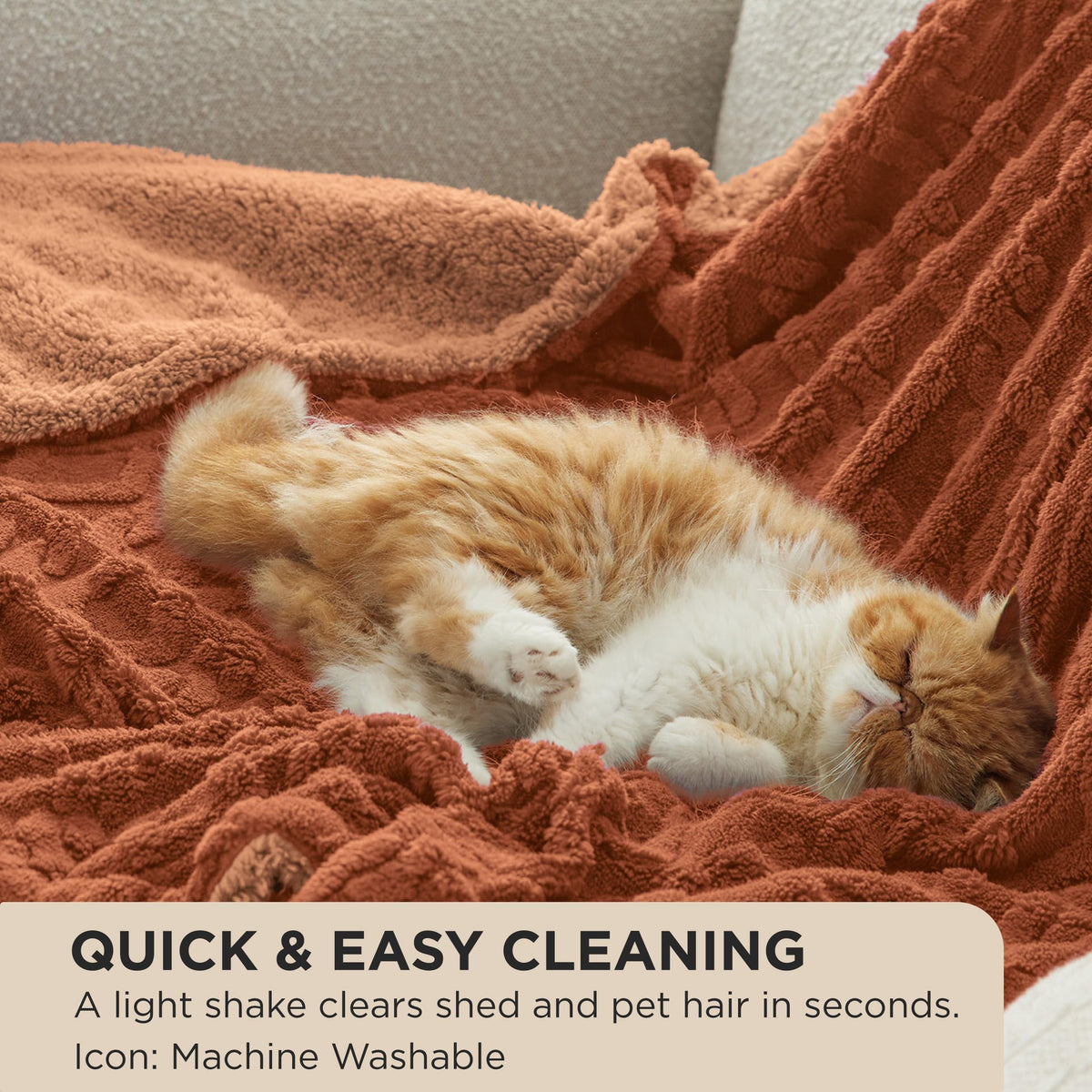 Bedsure Gentlesoft Sherpa Fleece Blanket Twin Size for Bed - Fluffy & Cozy Cable Jacquard Tufted for Women Gift, Thick and Warm Christmas Blanket for Winter, Orange, 60x80 Inches