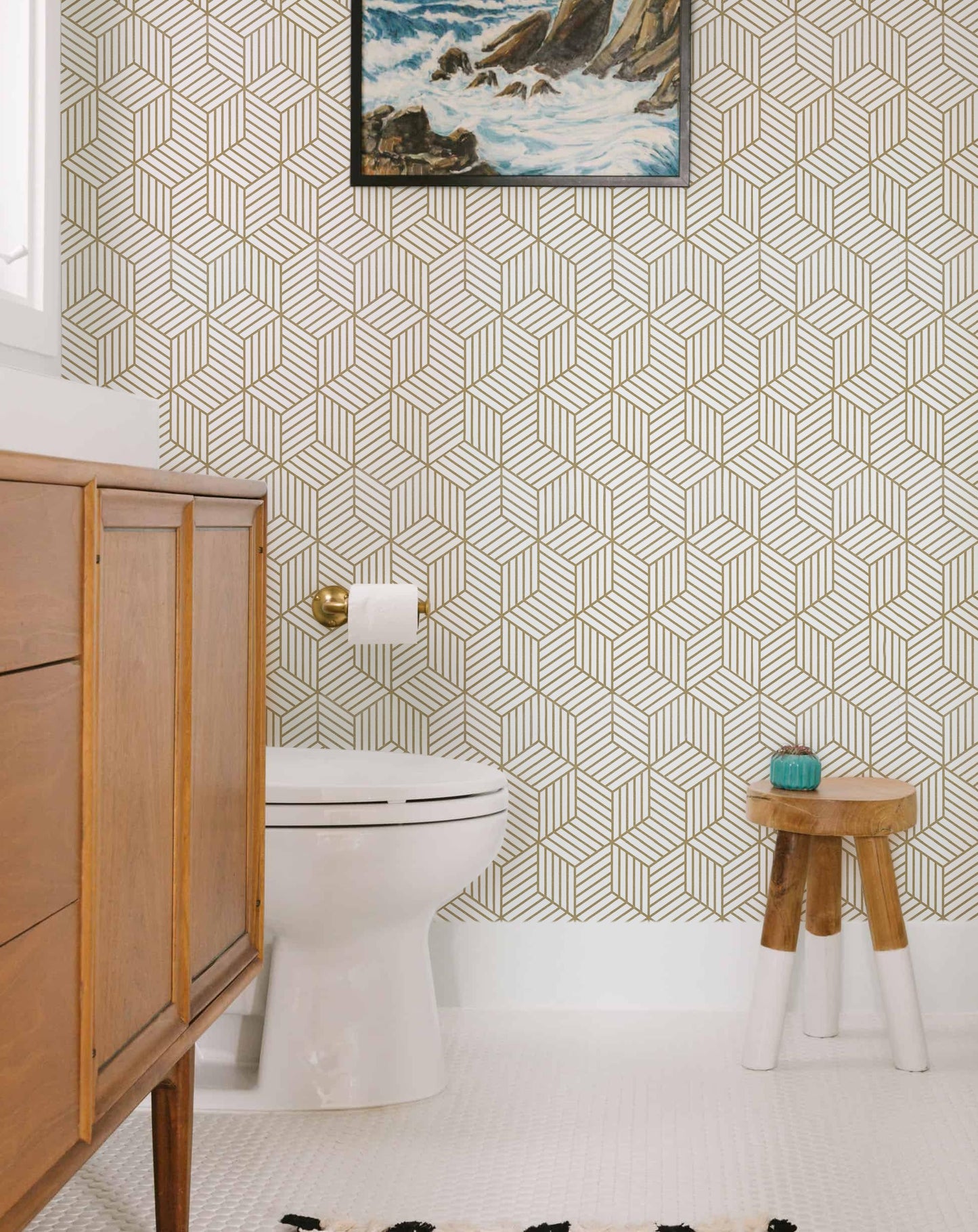 MelunMer Geometric Peel and Stick Wallpaper Gold 118In L 17.7In W Self Adhesive Removable Wallpaper for Bedroom/Bathroom Waterproof Modern Contact Paper for Cabinets Gold Contact Paper Shelf Liner