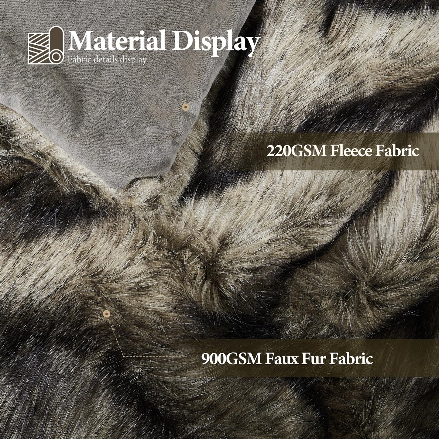 Touchat Luxury 1000GSM Faux Fur Throw Blanket, Super Thick Warm Cozy Grey Blankets for Couch Bed Sofa, Plush Fuzzy Elegant Soft Reversible Mink Blanket for Living Room Bedroom, 80x80,Grey