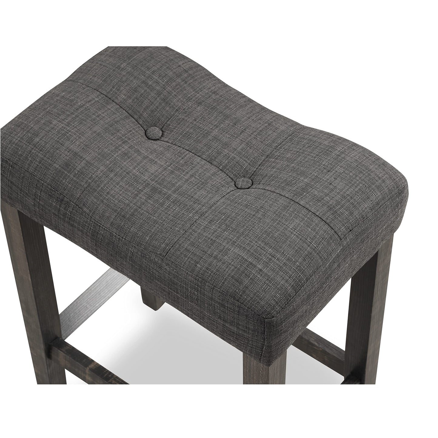 Roundhill Furniture Sora Button Tufted Counter Height Saddle Stools, Set of 2, Gray