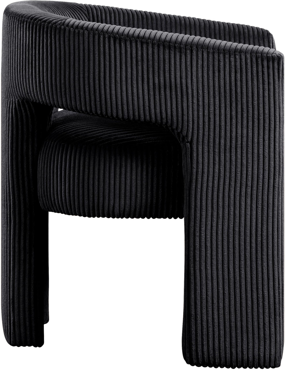 Meridian Furniture 11055Black-C Riz Collection Modern | Contemporary Accent/Dining Chair with Soft Black Microsuede Corduroy Fabric, Solid Wood Inner Frame, 26" W x 23.5" D x 28" H, Black