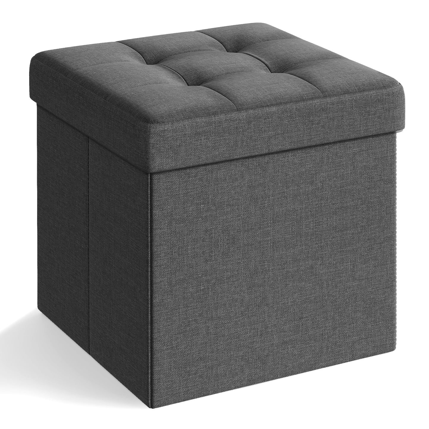 SONGMICS Storage Ottoman, Foldable Small Ottoman Foot Rest, 15 Inches Foot Stool, Cube Ottoman with Storage, Load up to 660 lb, for Living Room, Bedroom, Dorm, Dark Gray ULSF27Z