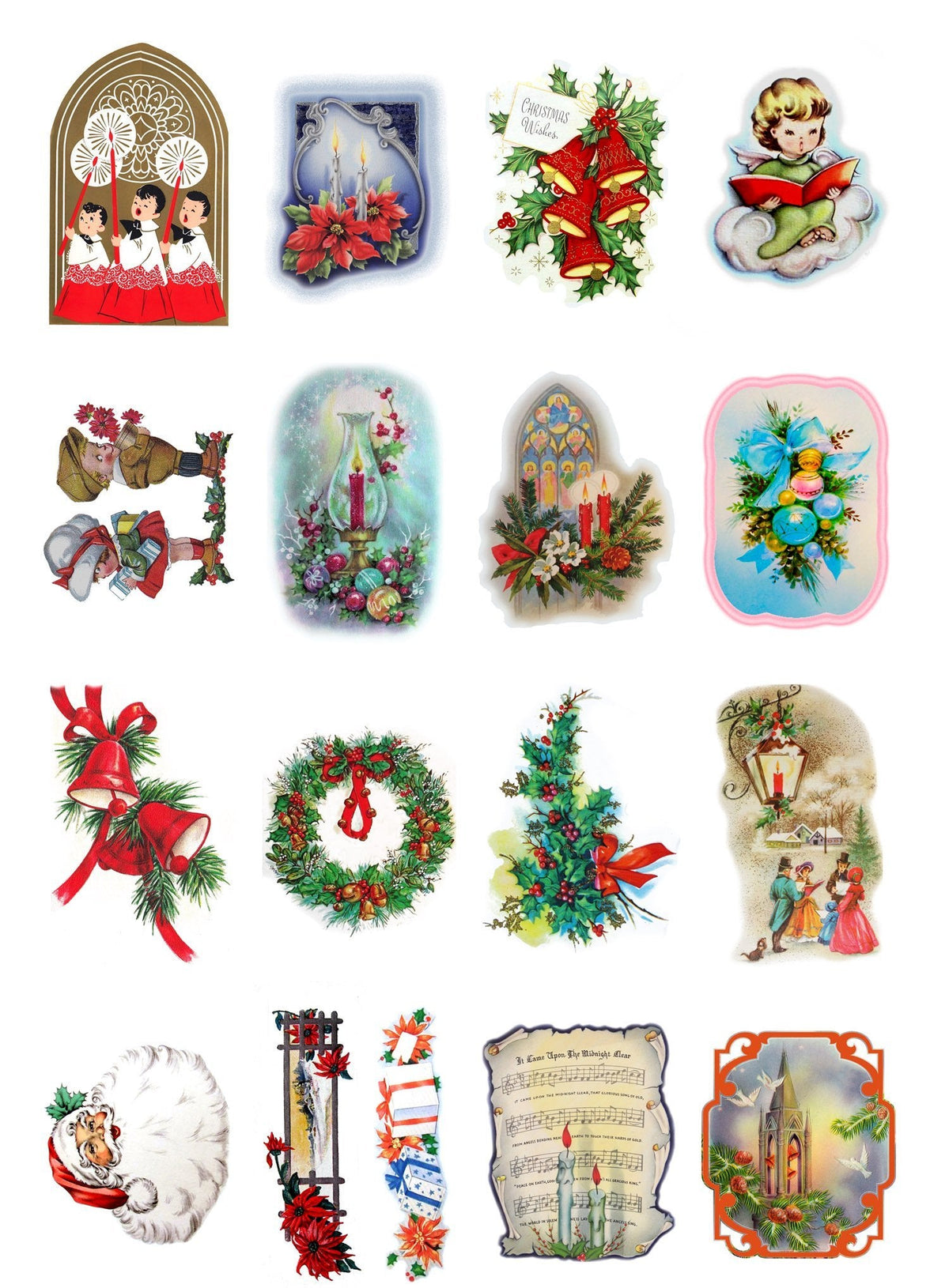 Decoupage Paper Pack (10sheets A4 / 8"x12") Vintage Christmas Santa Gift Tree FLONZ Vintage Ephemera