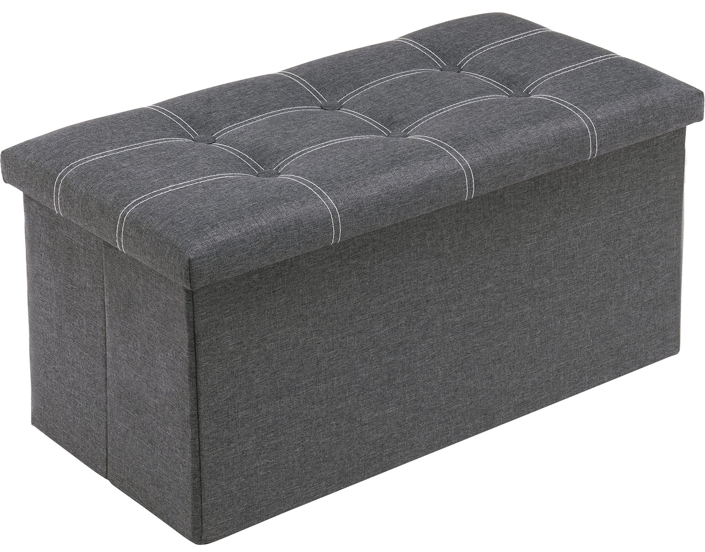 Youdesure Folding Storage Ottoman Bench, Footrest Couch for Living Room, 30 inch Storage Bench with Padded Seat for Bedroom Hallway, Holds up to 350lbs, Linen Fabric Grey