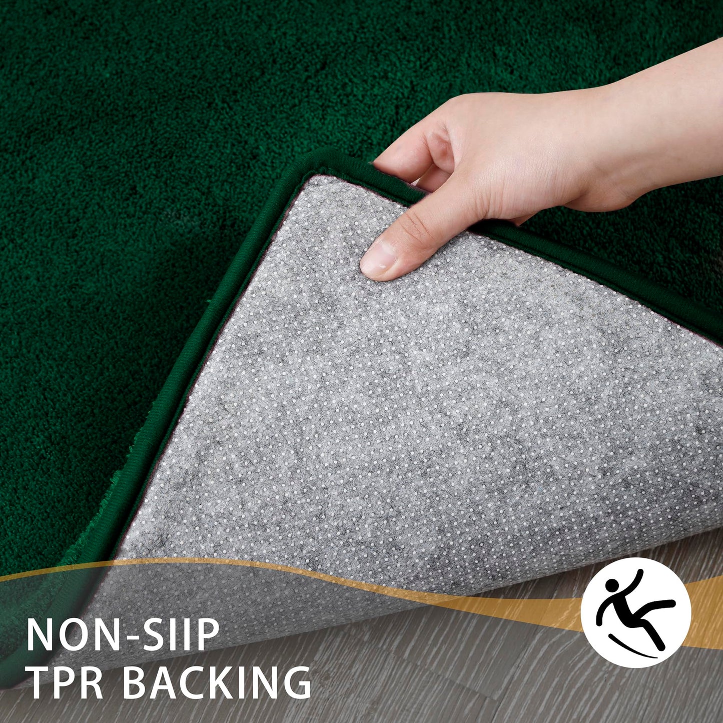 MINIDEAR Toilet Rugs 24x20 - U Shaped Dark Green Thick Memory Foam Contour Rugs,Plush Fluffy, Non-Slip, Quick Dry, Absorbent Washable Floor Microfiber Mat for Home Decor Accessories