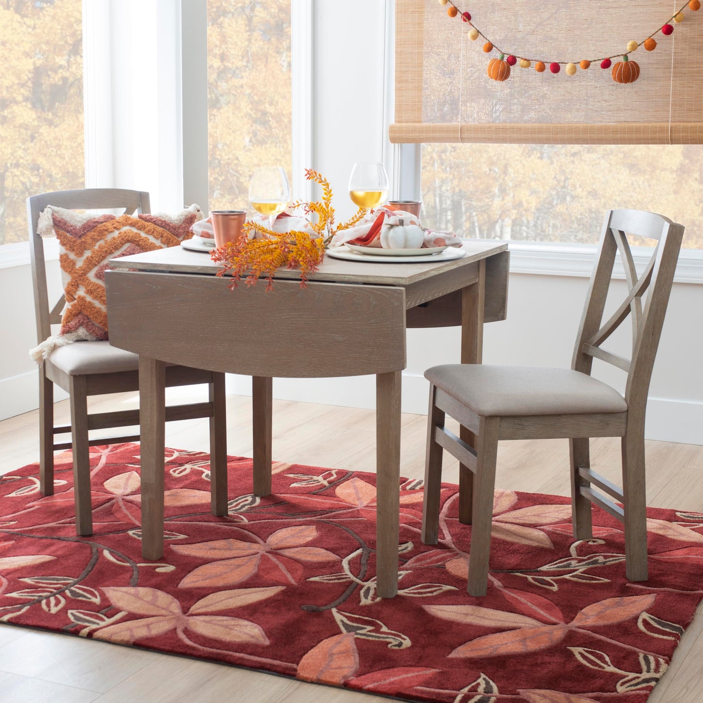 Linon Triena Greywash X Back Dining Chair with Beige Upholstered Seat, Set of 2