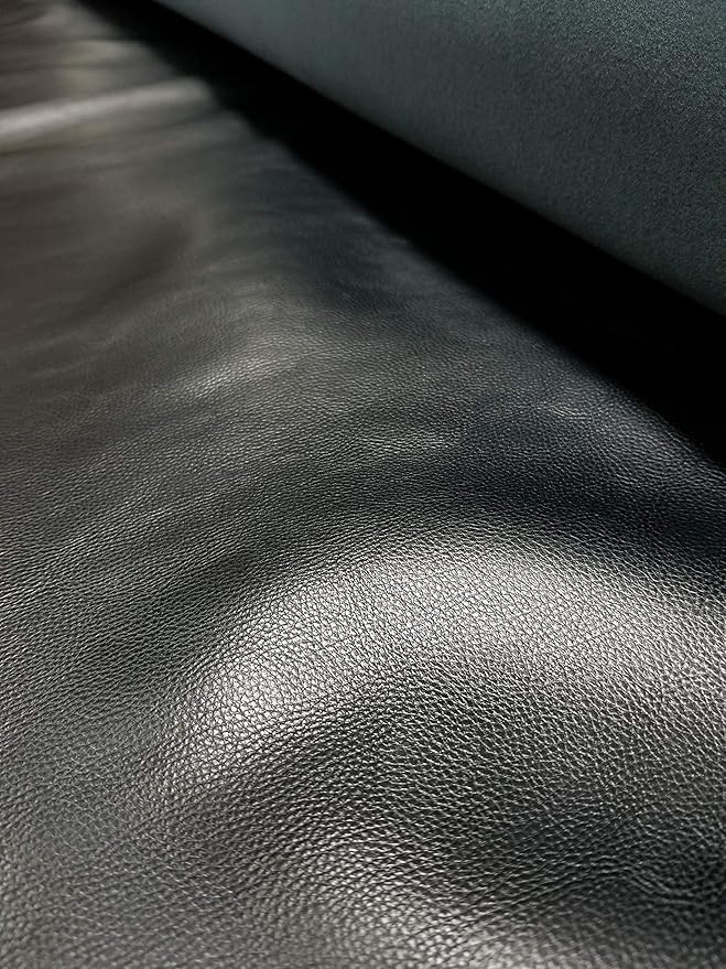 Black Soft Faux Vegan PU Leather by The Yard Synthetic Pleather 0.9 mm Nappa