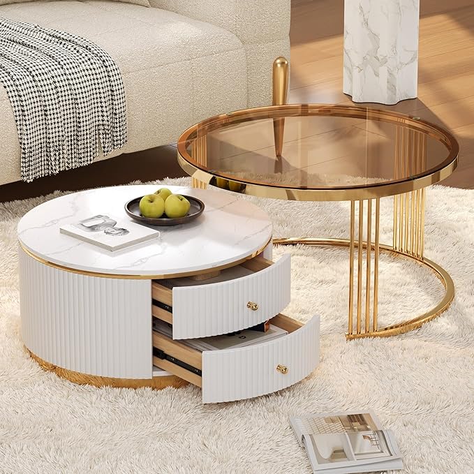 Merax 2-Piece Round Nesting Coffee Table Set