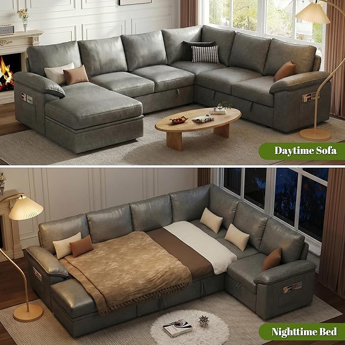 108 Inch Faux Leather Modular Sectional Sofa