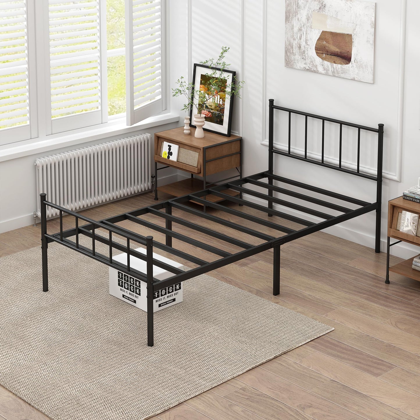 DIIYIV Twin Metal Bed Frame,Steel Slat Support,Noise Free,Easy Assembly
