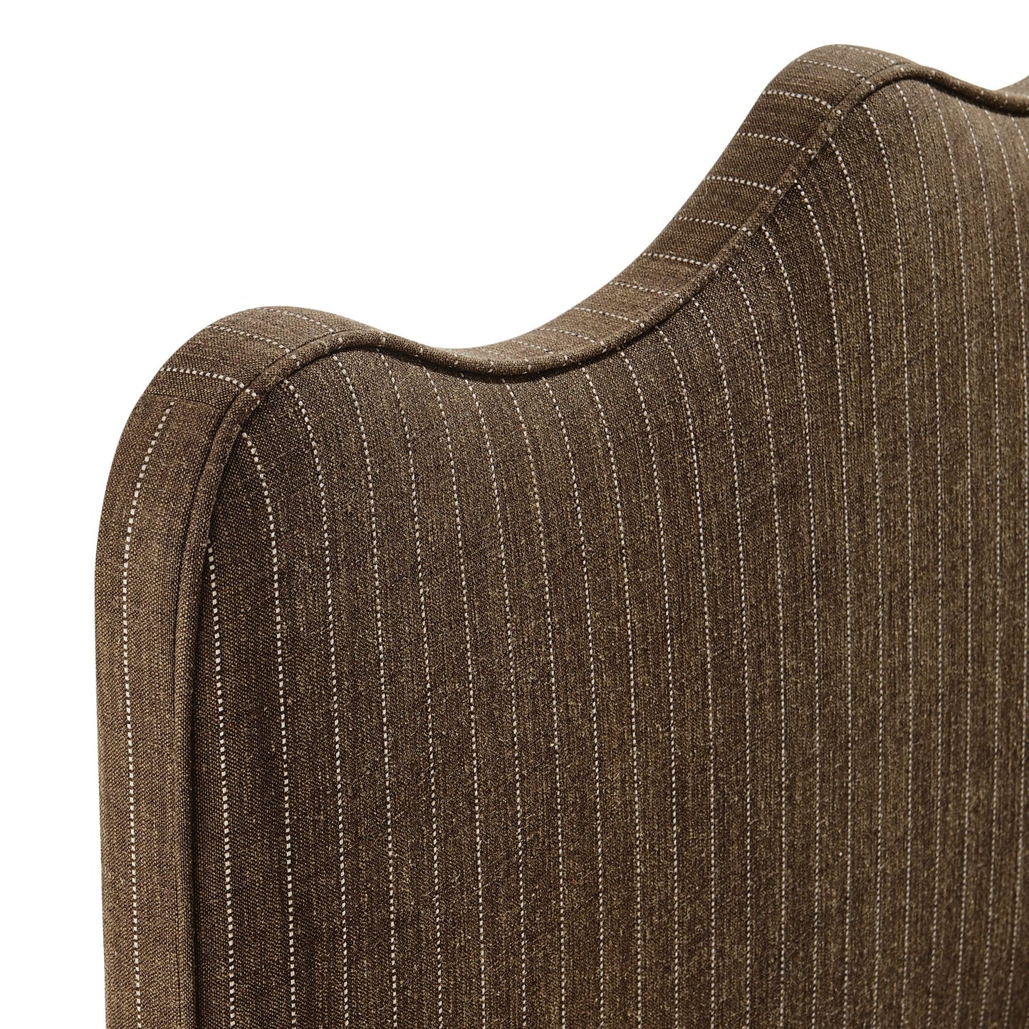 Monday Athena Striped Fabric Upholstered Twin Size Adjustable Headboard in Earth Stripe - with Scalloped Wave Design and Soft Linen-Like Fabric