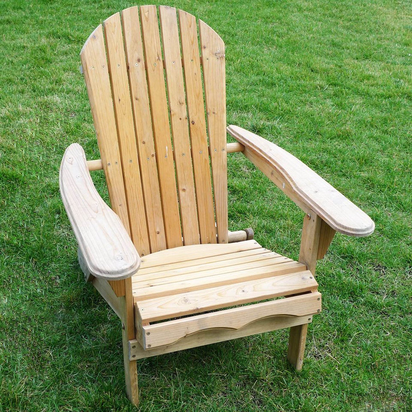 Merry Garden Foldable Wooden Adirondack Chair, Outdoor, Garden, Lawn, Deck Chair, Natural