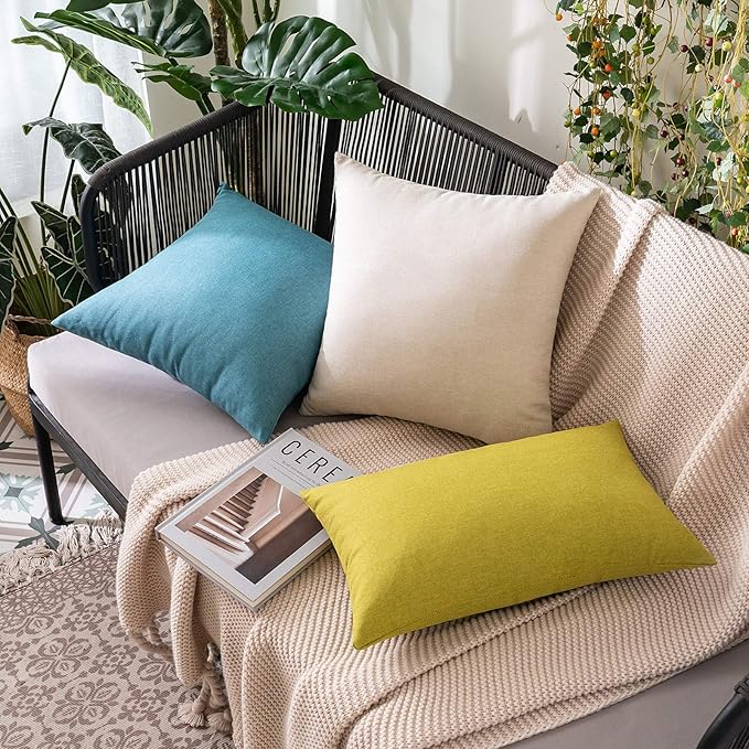 MIULEE Pack of 2 Decorative Outdoor Solid Waterproof Throw Pillow Covers Euro