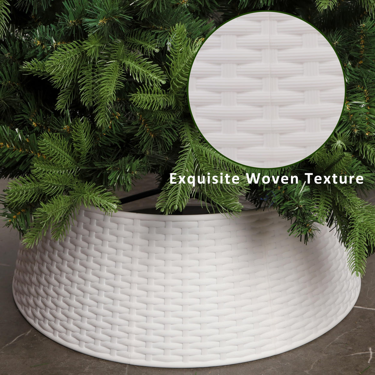 Blissun Christmas Tree Ring, 28.5" Plastic Christmas Tree Collar, Christmas Tree Skirt for Artificial Christmas Trees Decoration (Extra Large, White)