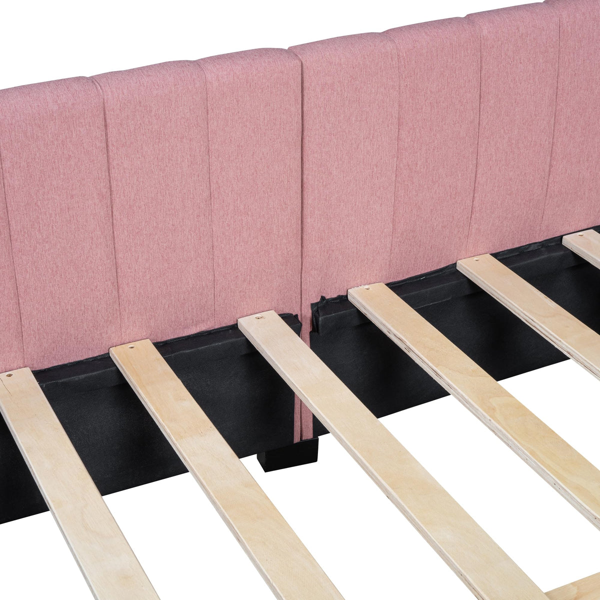 Merax Upholstered Daybed with 2 Storage Drawers, Full Size Sofa Bed Frame, No Box Spring Needed, Linen Fabric, Pink