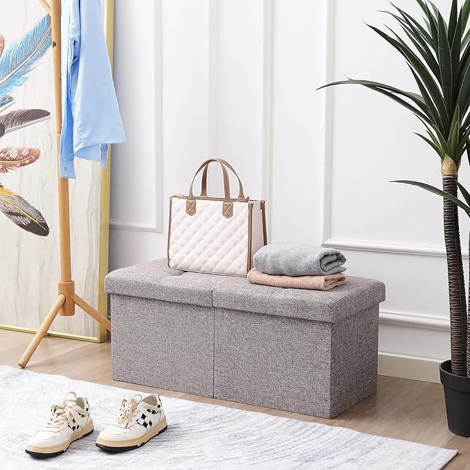 Storage Ottoman Bench Foldable Seat Footrest End of Bed Ottoman