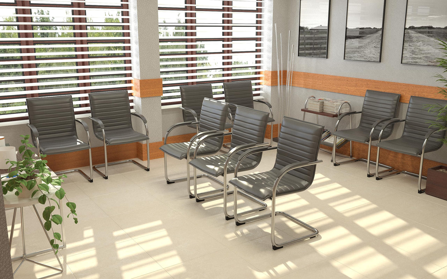 Boss Office Products Boss Chrome Frame Caressoftplus Vinyl Side Chair, (Set of 2), Gray