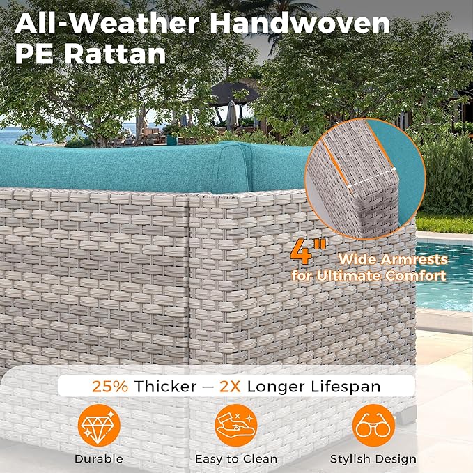 12-Seat Modular Patio Furniture Set – Outdoor Wicker Sectional Sofa