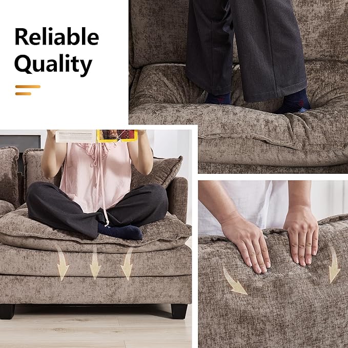 35‘’ Modern Chenille Cloud Sofa Ottoman, Rectangle Ottoman