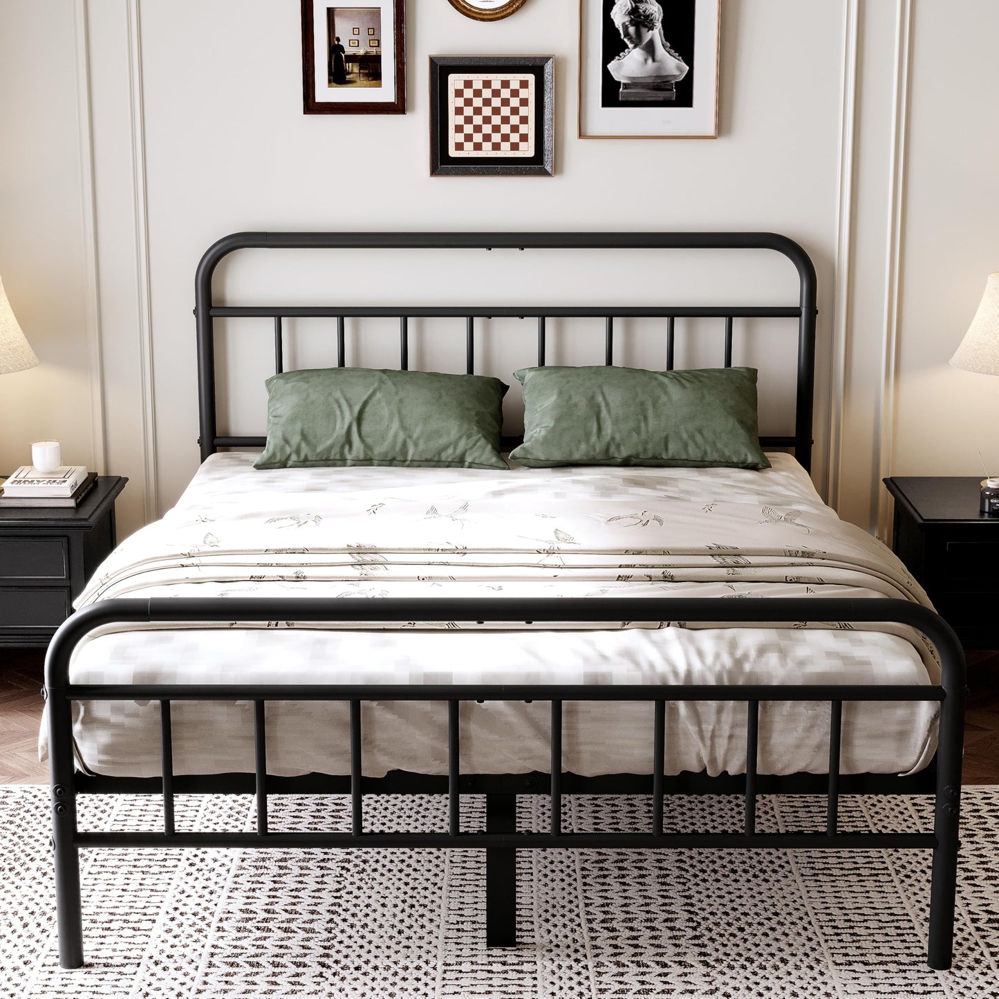 Easllre 14Inch Metal Bed Frame,Full Size Bed Frame with Storage Space,Heavy Duty Sturdy Mattress Foundation,Easy Assembly,No Box Spring Needed,Full