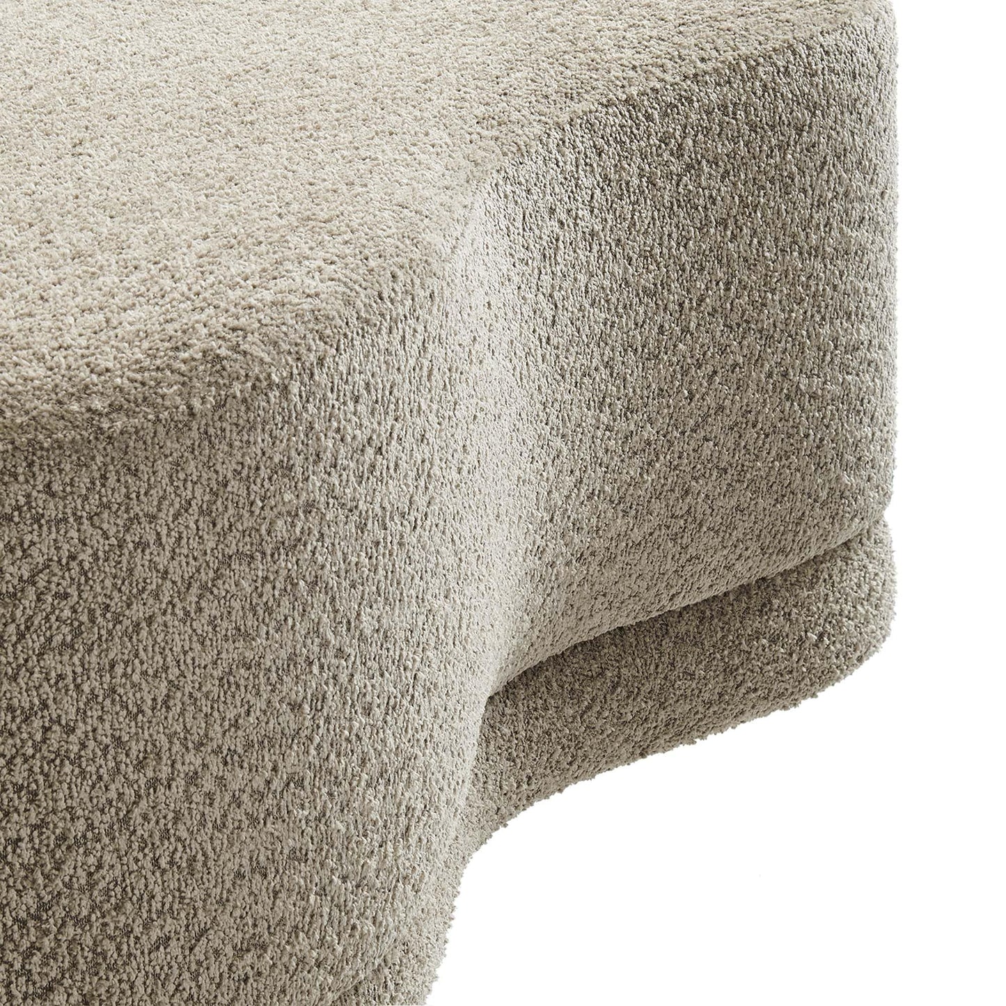 Modway Nimbus 48 Inch Curved Ottoman Bench in Oat - Soft Fabric Chenille Ottoman - Versatile Bedroom Bench - Bouclé Footstool - Upholstered Coffee Table - Bedroom and Living Room Furniture