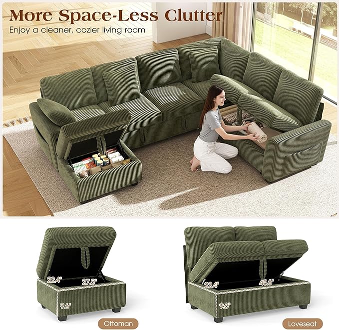Ihanherry 7-Seater Large Sectional Sofa Bed
