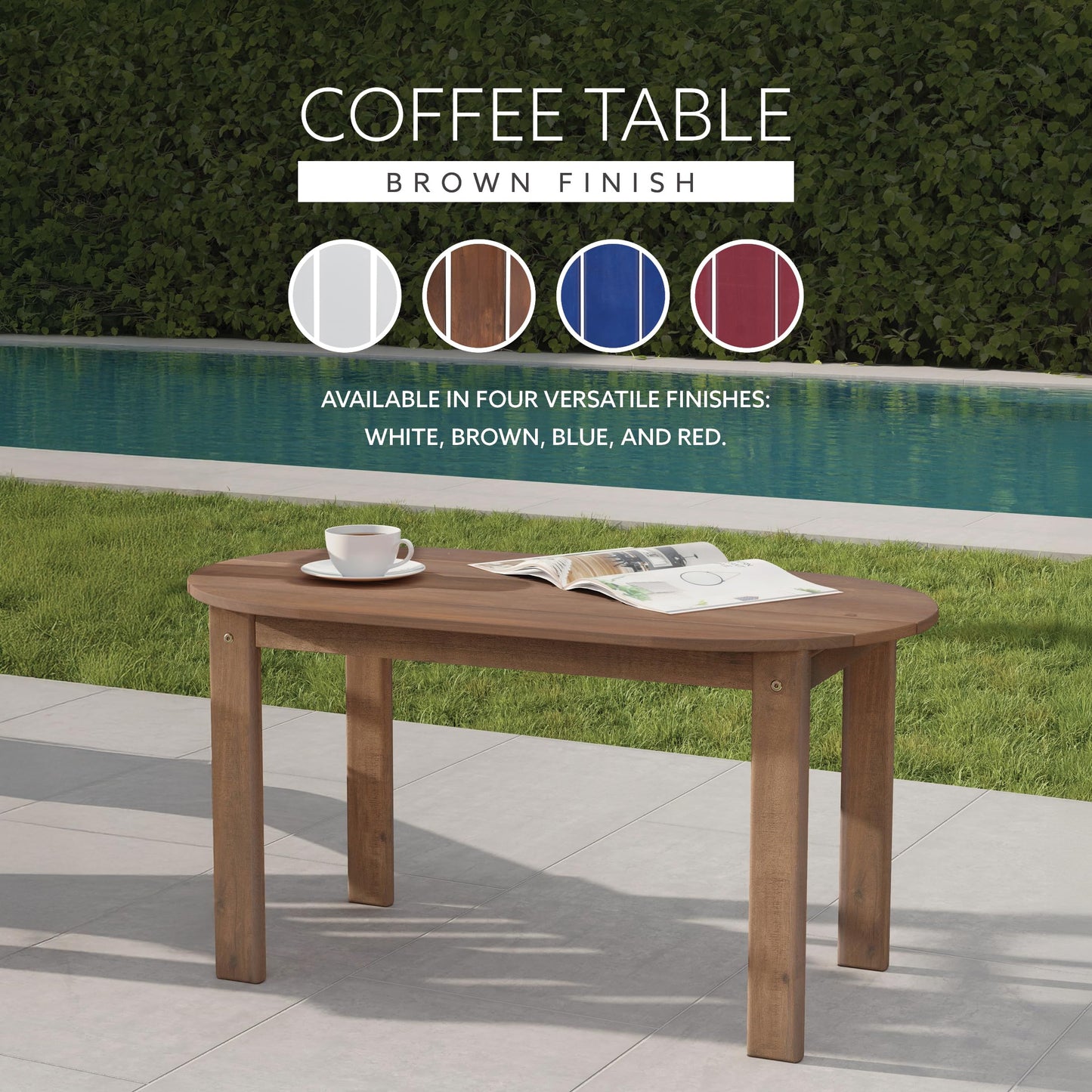 Linon Coffee Table, 18.11D x 35.24W x 18.11H in, Acorn