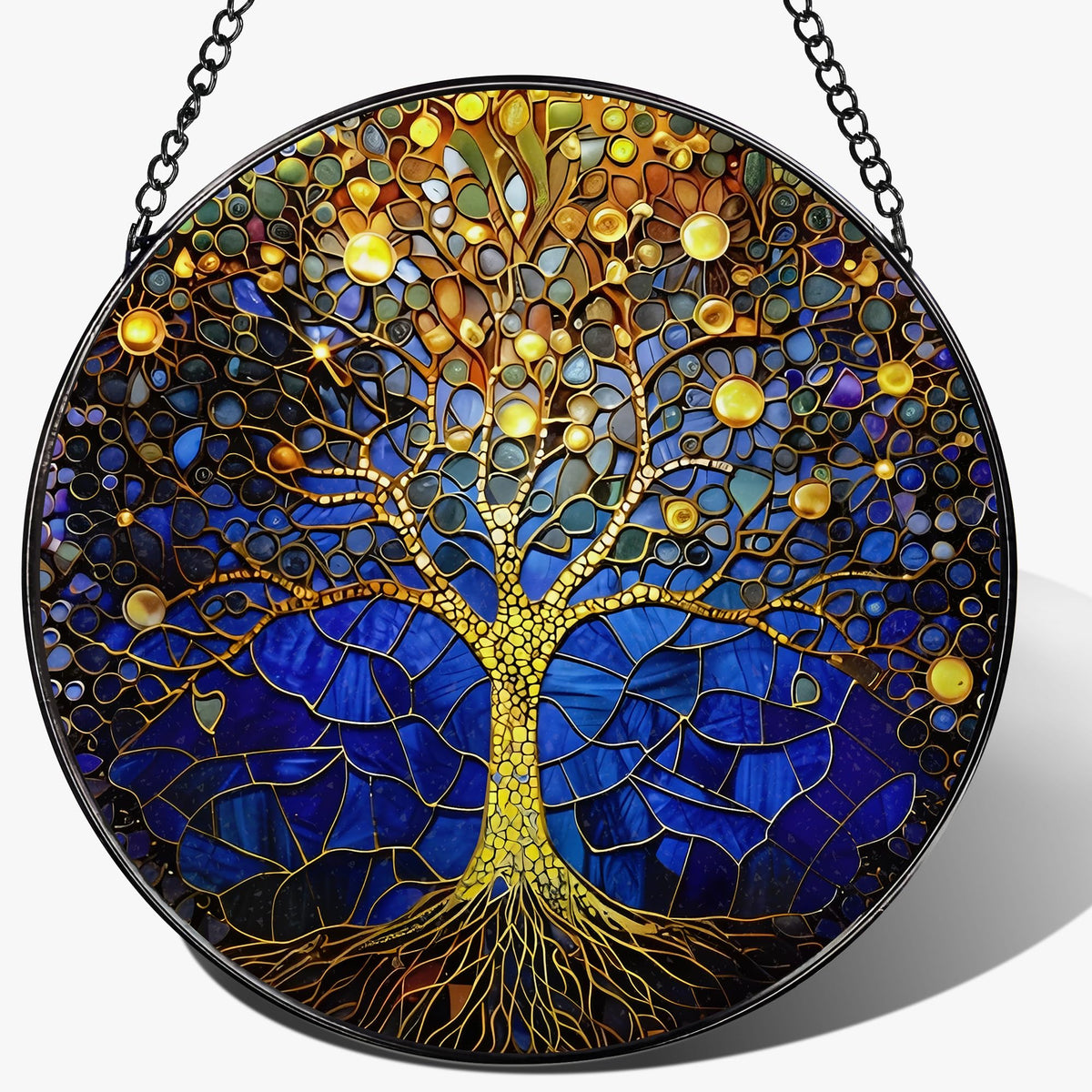 8-Inch Stained Glass Tree of Life Ornament, Stained Glass Window Hanging, Window Hanging Decor Suncatcher – Housewarming, Christmas, Birthday | Gift for Family, Friend, Couple, Teacher | Holiday Decor