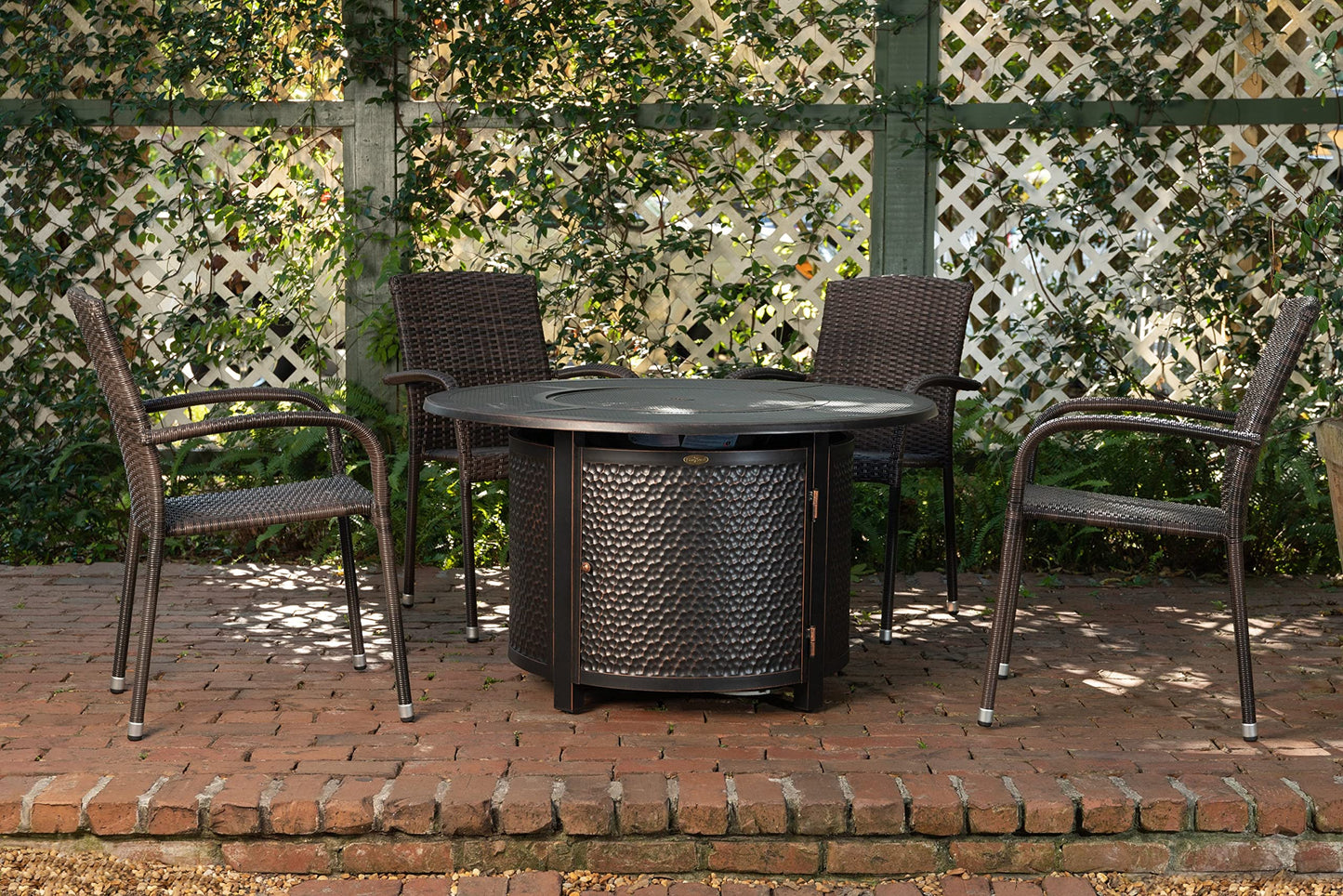 Morgan Outdoor Wicker Stacking Chair - Mocha - Set of 4 - Handwoven No Assembly All Weather Steel Powder Coated Frame Lightweight Indoor Outdoor Porch Backyard Lawn Garden Balcony - Patio Sense 62664