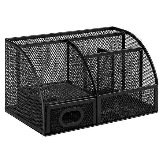 Amazon Basics Mesh Pen Holder and Desktop Desk Organizer, Office Caddy Storage for Writing Utensils, 9.1 x 5.9 x 5.5 inches, Black