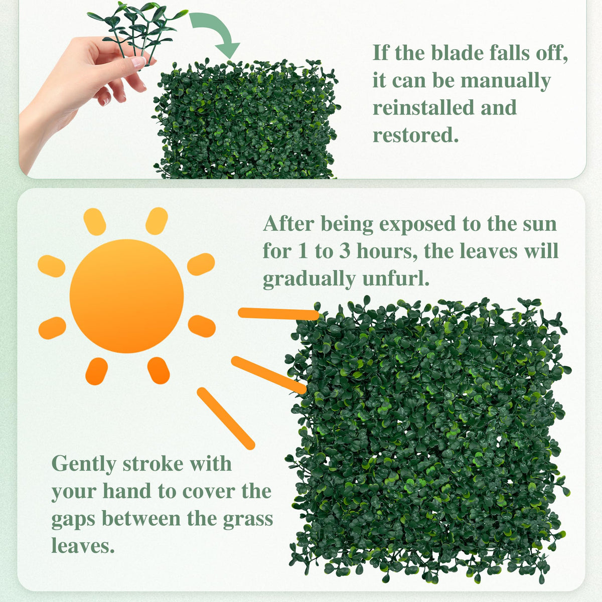 ODTORY Artificial Greenery Grass Wall Panel, 10x10 Inch 6-Pack (4.2 sqft), UV-Anti Fake Ivy Fence Privacy Screen Green Boxwood Covering for Indoor and Outdoor Home Wall Decor
