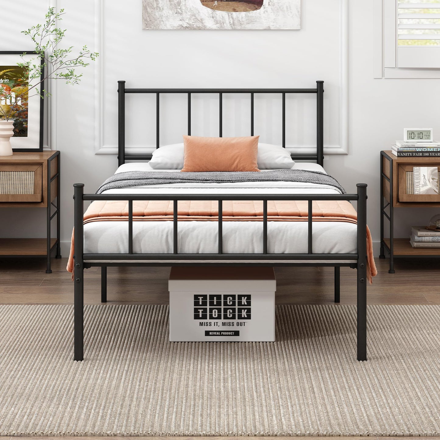 DIIYIV Twin Metal Bed Frame,Steel Slat Support,Noise Free,Easy Assembly