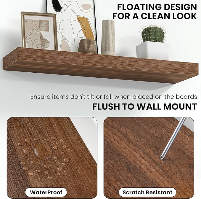 Fun Memories 67 Inch Fireplace Mantel Shelf, Deep Floating Shelves