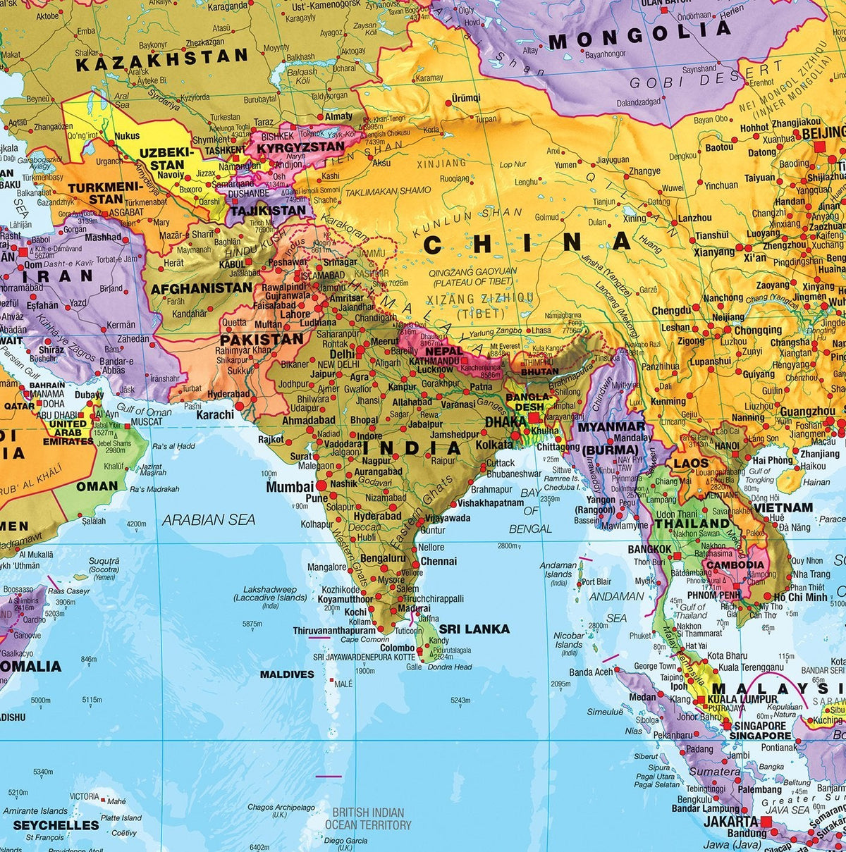 Maps International Giant World Map Poster - Mega-Map of The World - Front Sheet Laminated - 46 x 80 - Updated 2025