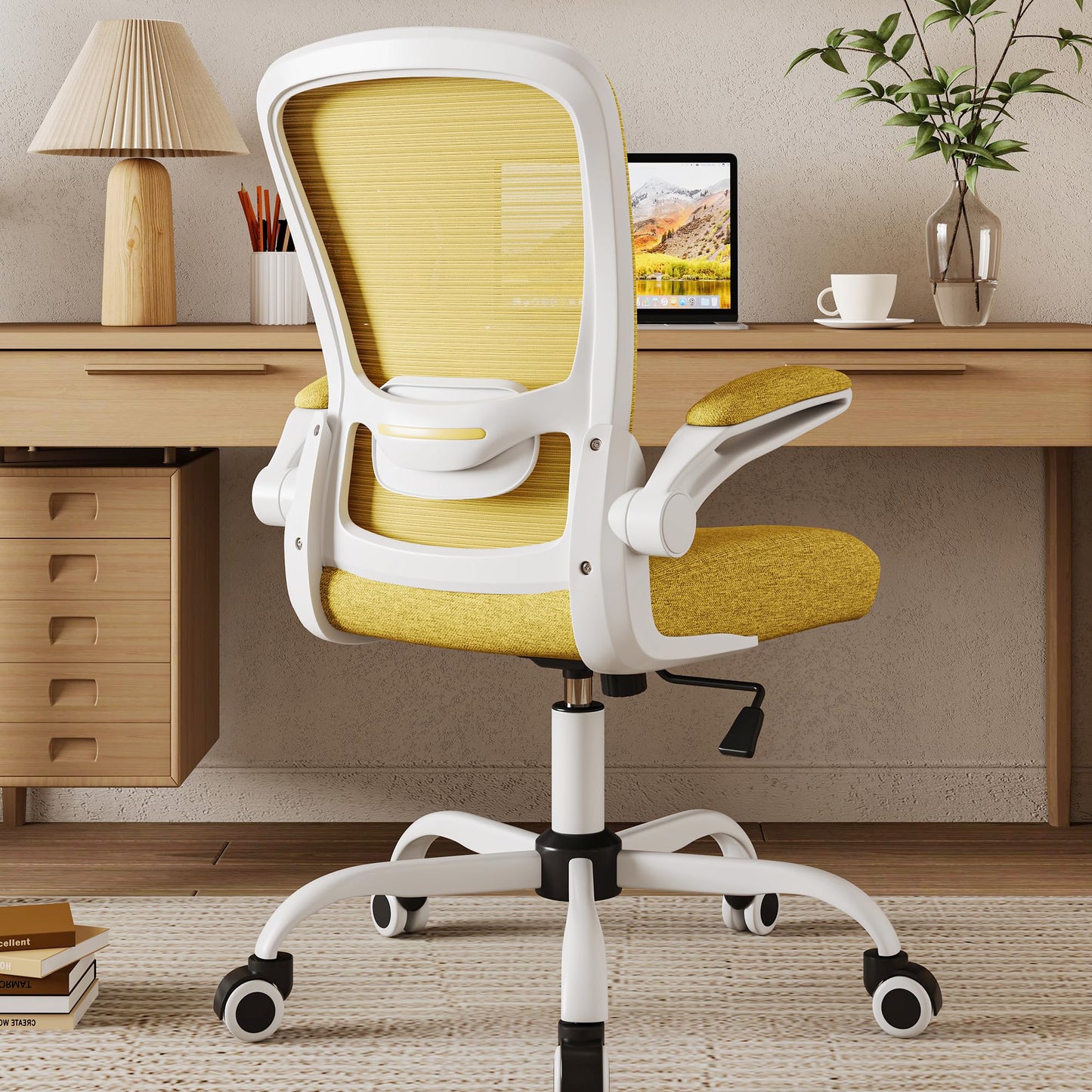 Mimoglad Ergonomic High Back Mesh Office Chair, Adjustable Lumbar Support, Thickened Seat Cushion (Modern, Jasmine)