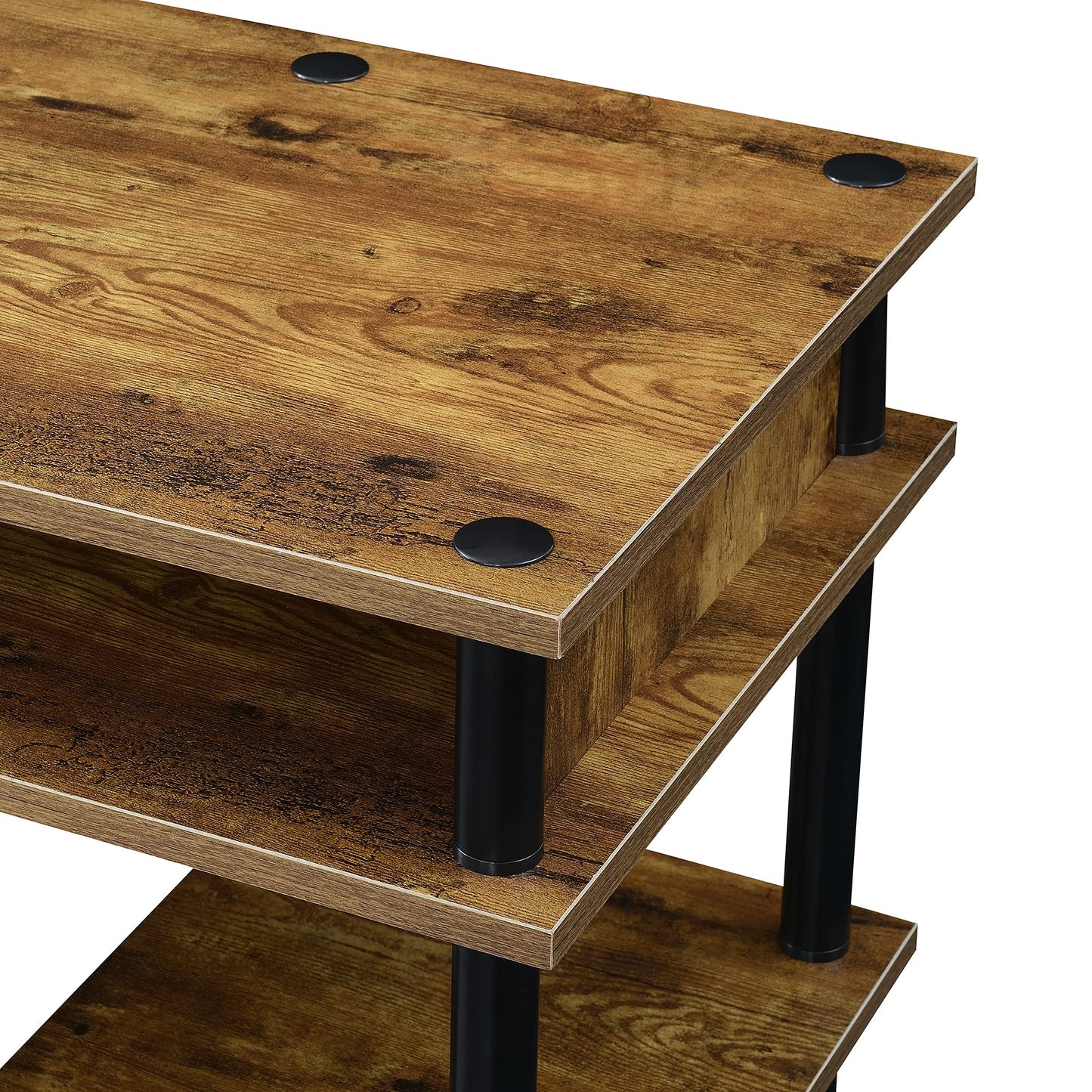 Convenience Concepts Designs2Go No Tools Desk - Home Office Desk with Shelves, Corner Shelf, Vanity Desk, Computer Desk, Nail Table for Nail Tech, 47.25" L x 15.75" W x 30" H, Barnwood/Black