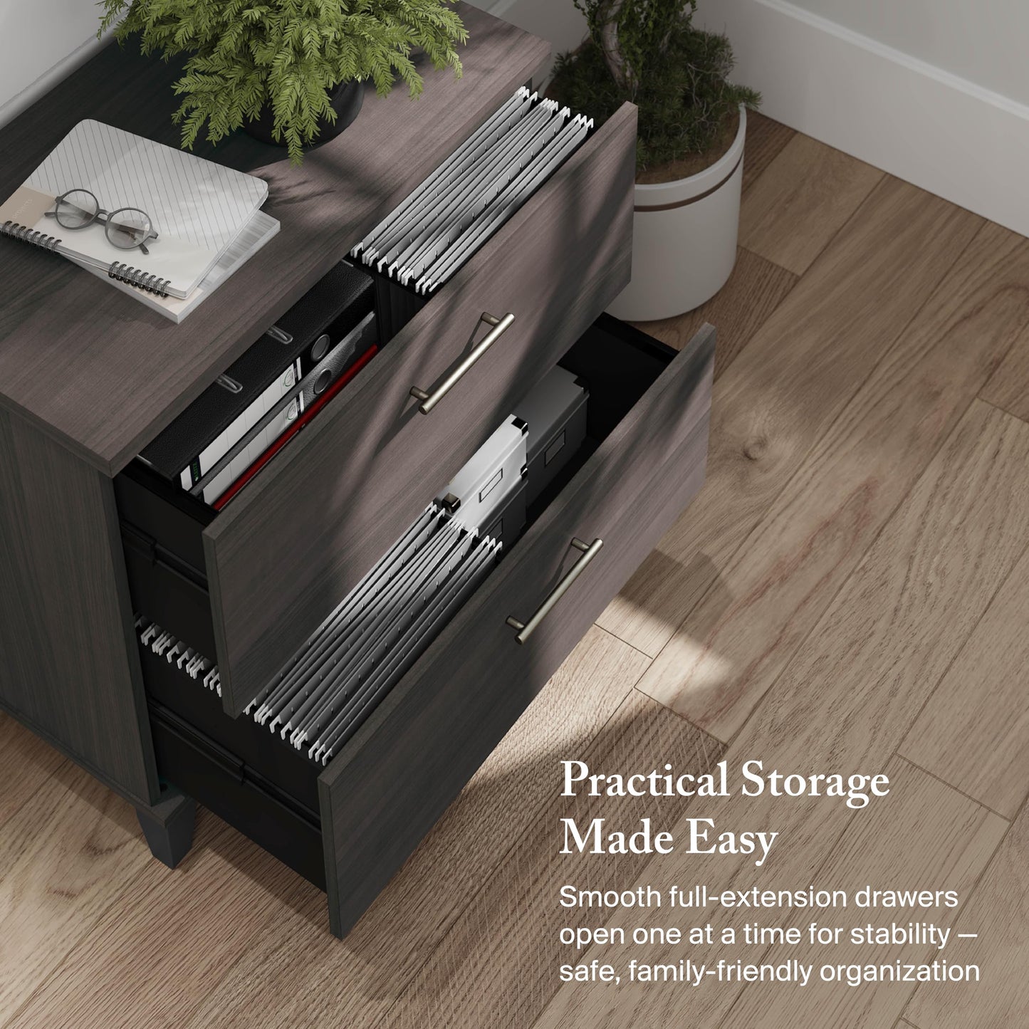 Bush Home 2 Drawer Lateral File Cabinet, Letter and Legal-Size Document Storage for Home or Professional Office, Somerset Collection, Storm Gray