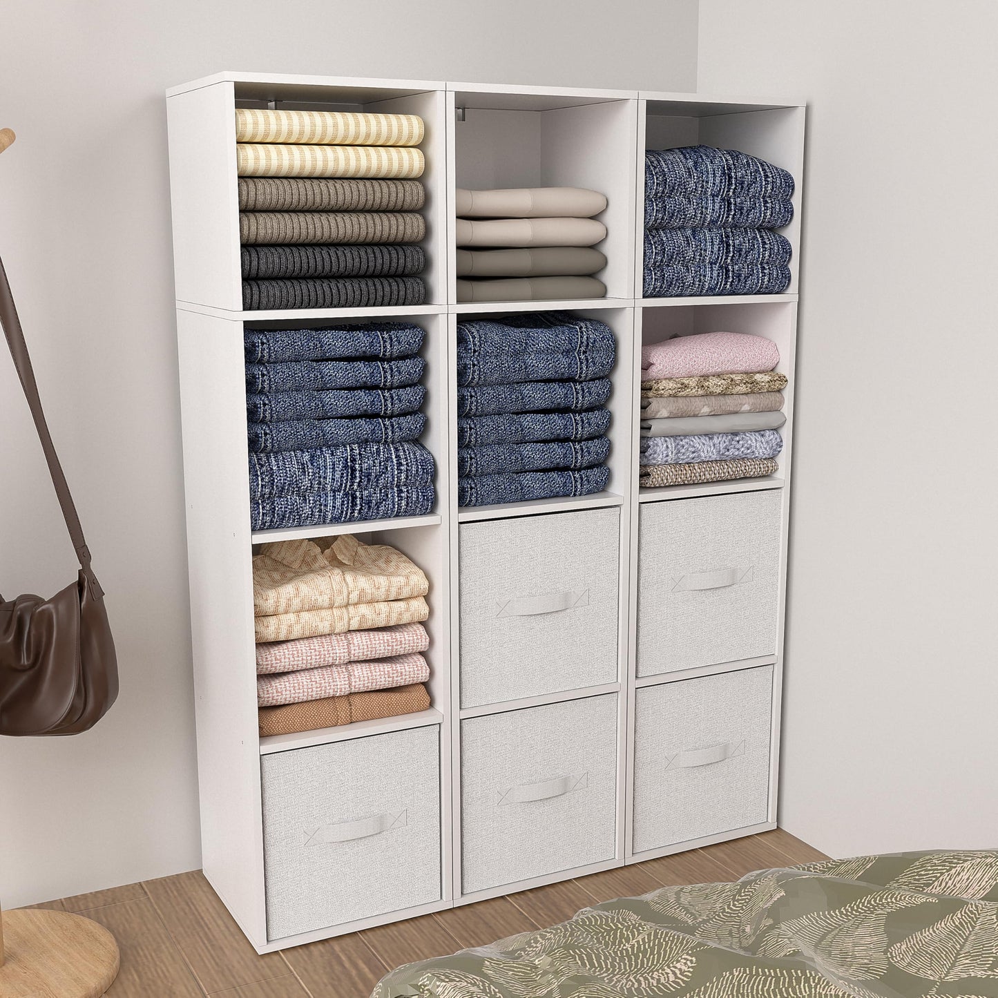 NewBeth 4 Cube Storage Organizer, Cube Shelf, Freestanding 4 Tier Open Shelf Bookcase for Home Office, Bedroom, Living Room, Study, White
