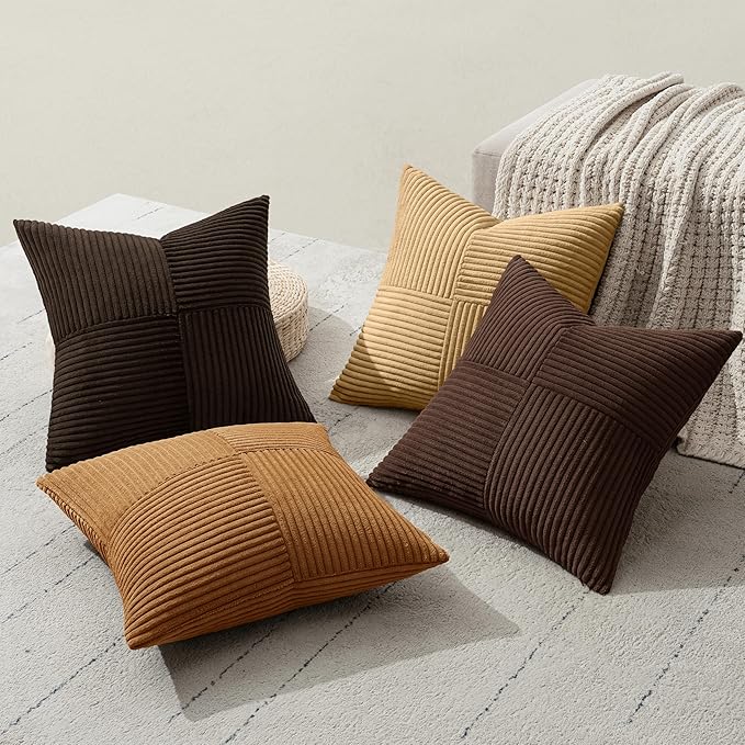 MIULEE Boho Decorative Throw Pillow Covers 18x18 Set of 4 Farmhouse Neutral
