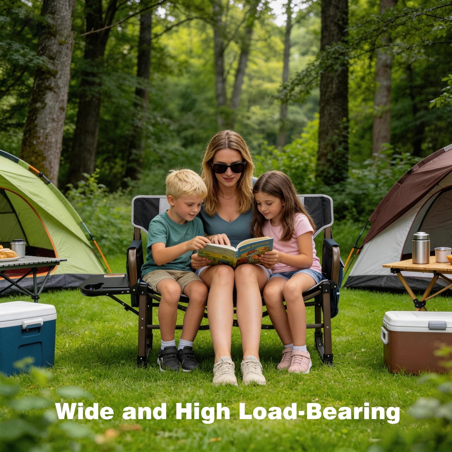 SUNNYFEEL Oversized Camping Directors Chair Black Portable Folding Chair for Adults Support 600lbs with Side Pocket and Side Table for Beach, Fishing, Trip, Picnic, Lawn, Outdoor Foldable Camp Chairs